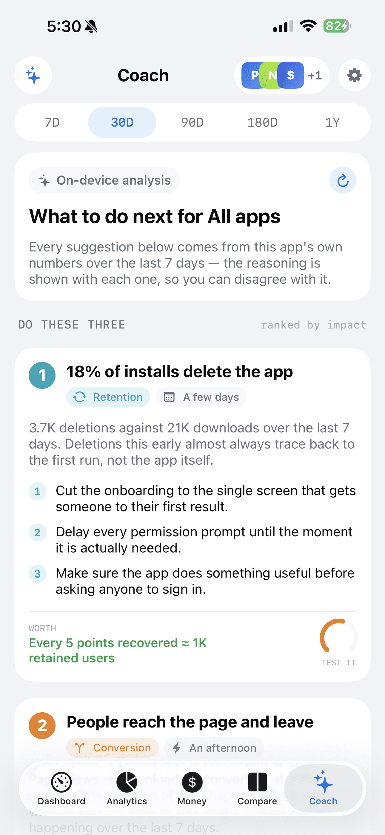 Cool Developer — the coach ranking what to do next, with the reasoning shown