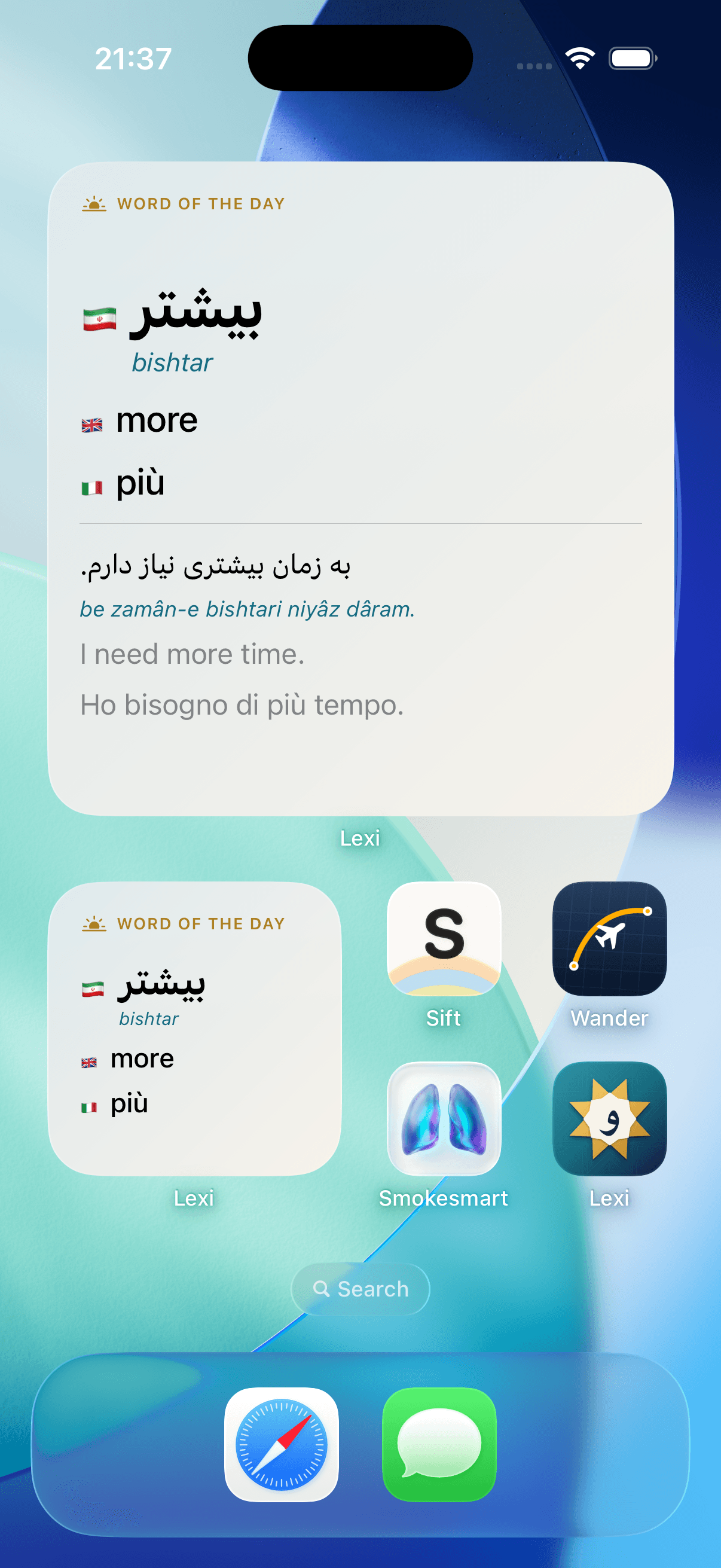 ItFarsi — the word of the day on the Home Screen