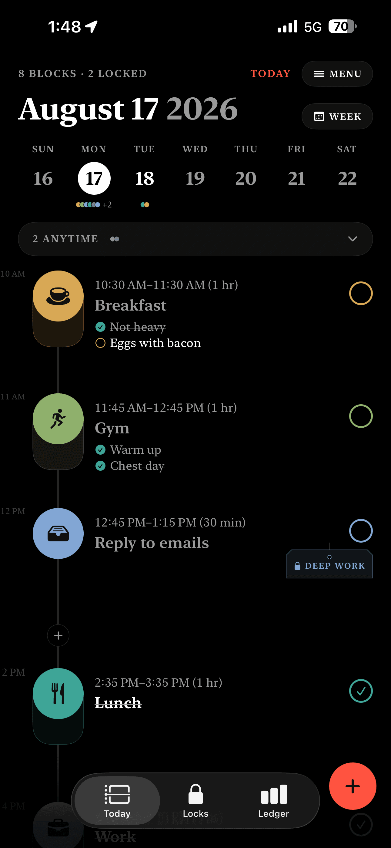 Todo Lock — a block broken into steps, in the dark theme