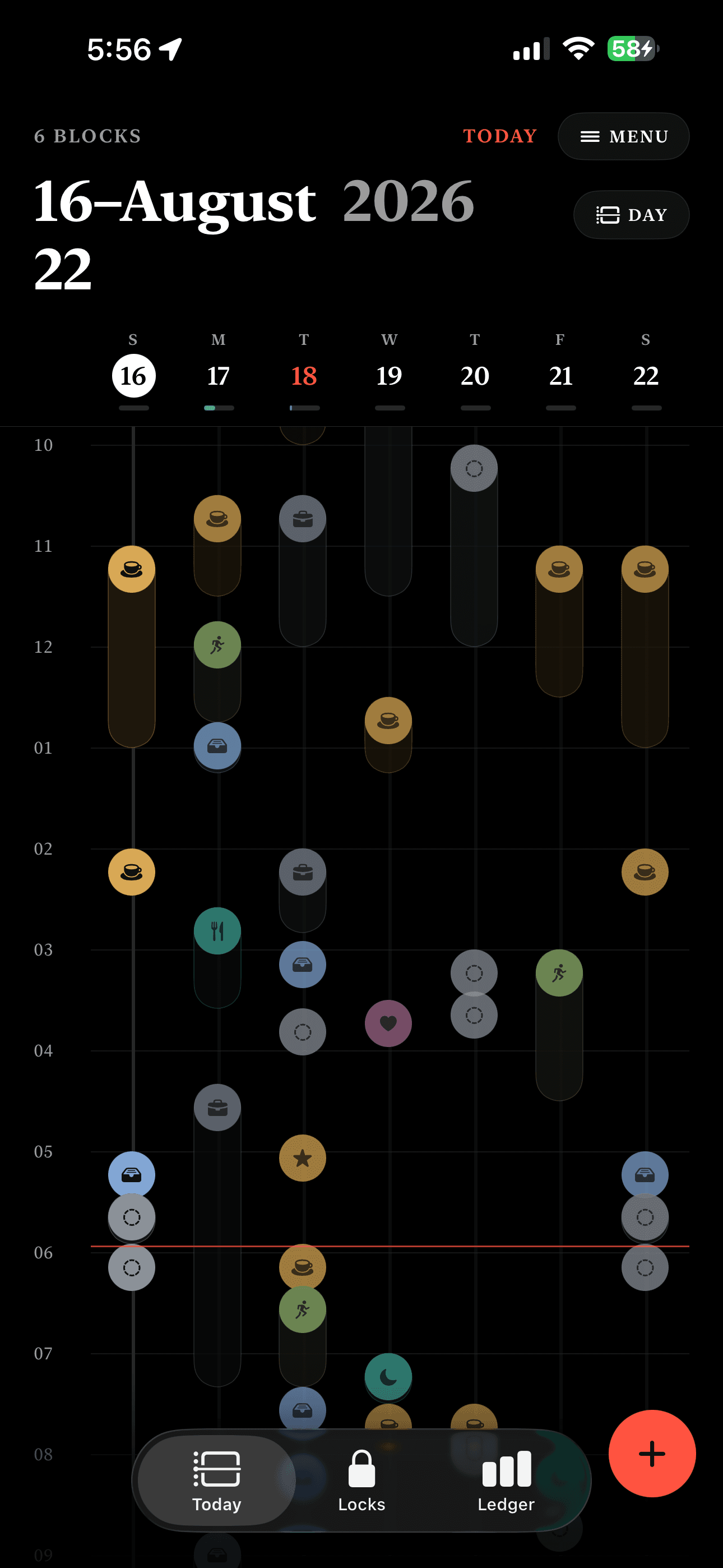 Todo Lock — the week board in the dark theme
